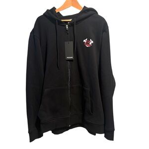NWT True Religion Overlay Logo Hoodie Jacket Sz 3XL Full Zip Black Streetwear